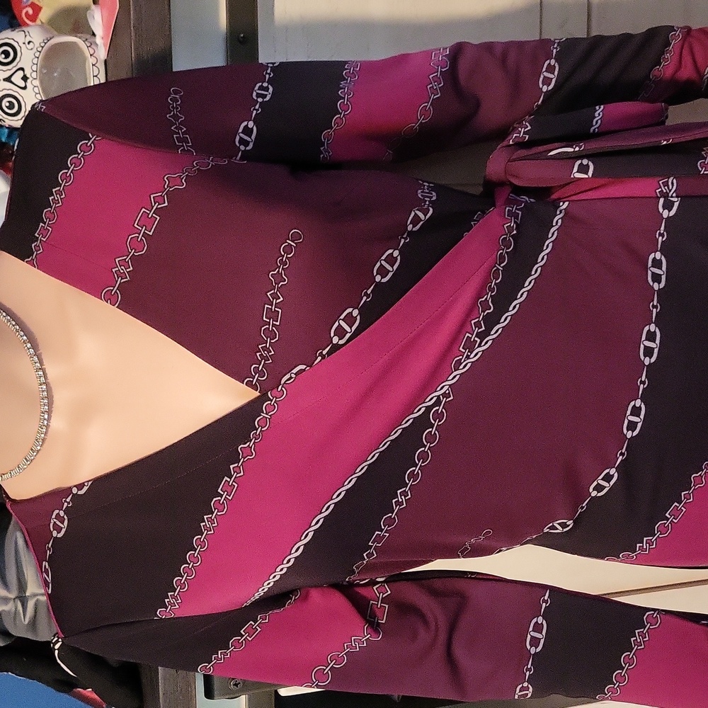 Ann Taylor Burgundy Long Sleeve Wrap Dress - Picture 2 of 7